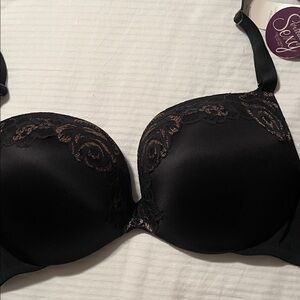 Cacique Black and Gold Lace Bra